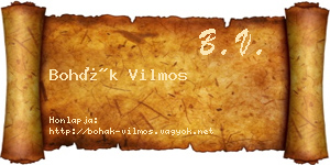 Bohák Vilmos névjegykártya